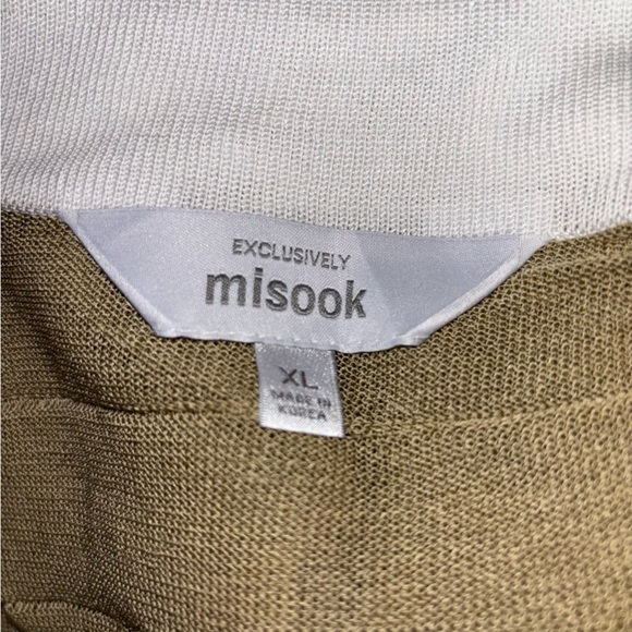 Misook Women’s XL Elegant Tan and White Women's Sweater Waterfall Semi Sheer - Picture 2 of 10